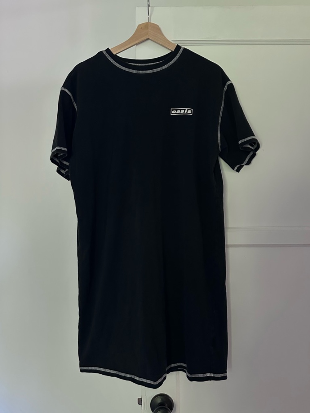 Oasis Box Logo T-Shirt Dress — Black Contrast Stitch — 100% Cotton